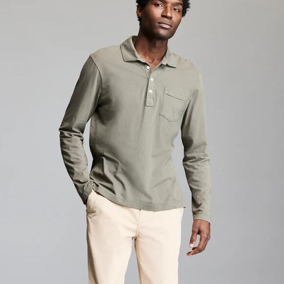Billy Reid 100% Cotton Long Sleeve Collared Pensacola Polo Shirt Washed Grey XL - Picture 1 of 10